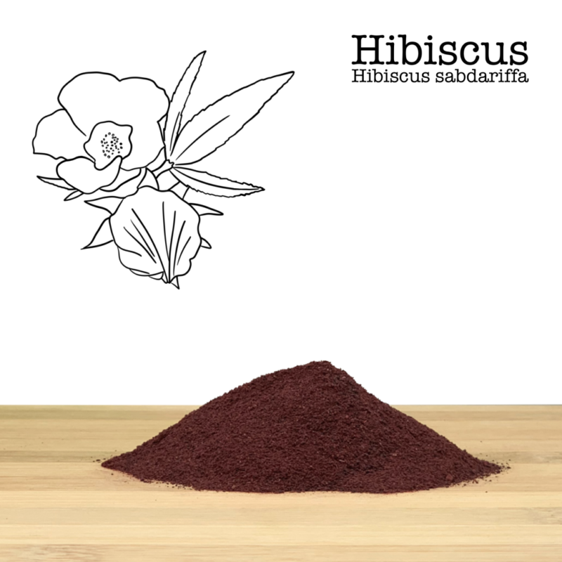 Red Hibiscus Powder Shade Dried Composition: 100% Hibiscus (Hibiscus sabdariffa)